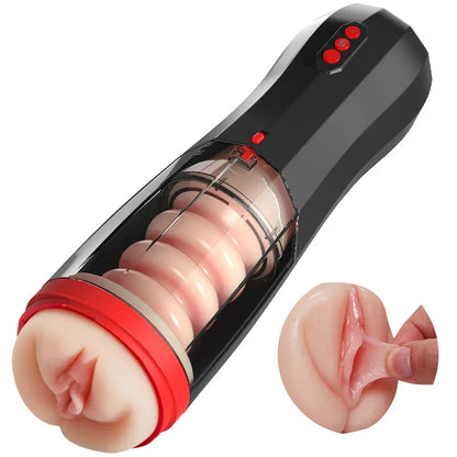 PRICE. 【Everted Fleshy Labia】ROKA- 5 in 1 Men Masturbaters 5 Thrusting+Suction 10 Vibration Removable Transparent Window