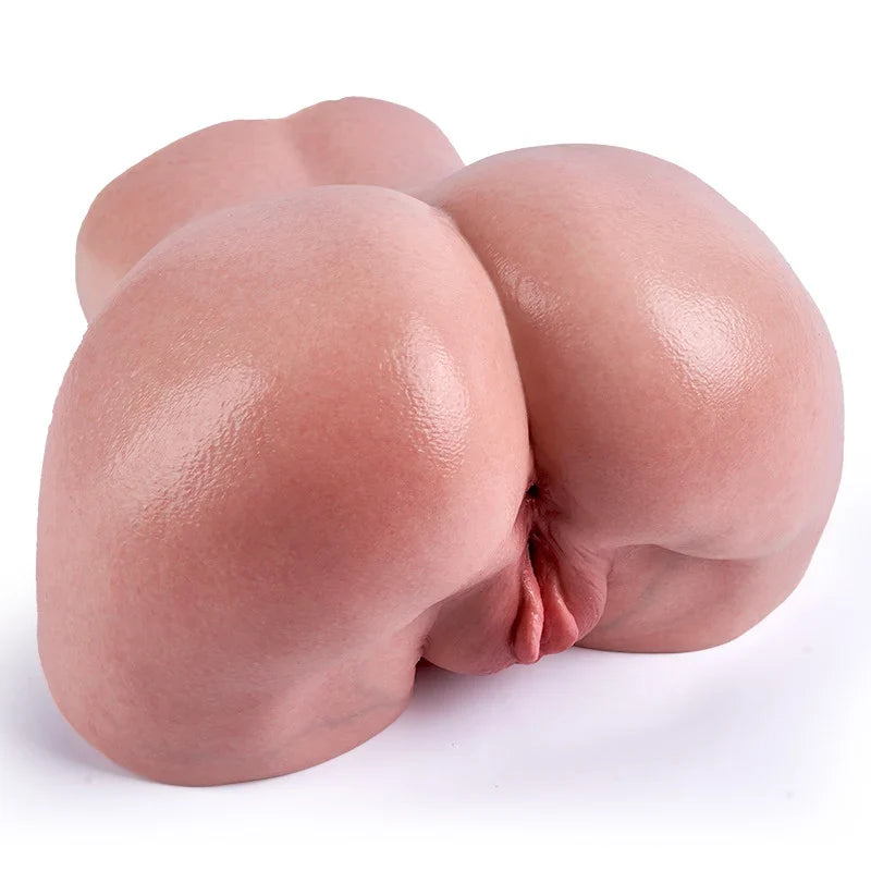 Ultra-Realistic Dual-Layer Silicone Butt Masturbator with 2 Tight Tunnels (Vaginal & Anal) Lifelike Por-Luna