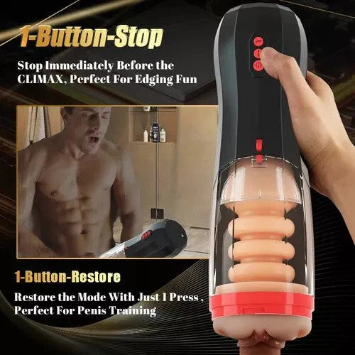 PRICE. 【Everted Fleshy Labia】ROKA- 5 in 1 Men Masturbaters 5 Thrusting+Suction 10 Vibration Removable Transparent Window